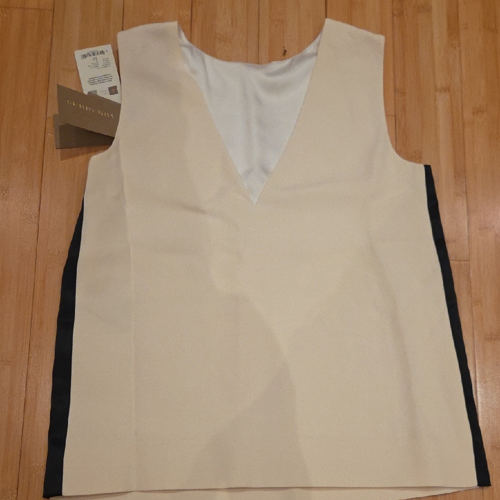 Burberry Cream and Black V-Neck Tank Top